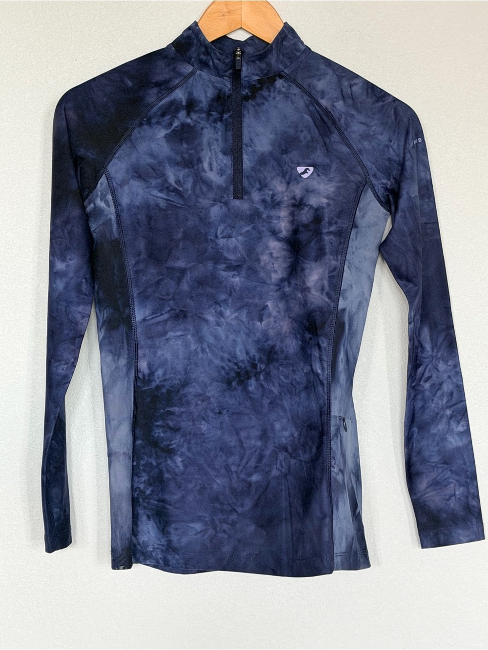 Aubrion Revive Navy Tie Dye Long Sleeve Quarter Zip Equestrian Shirt XS